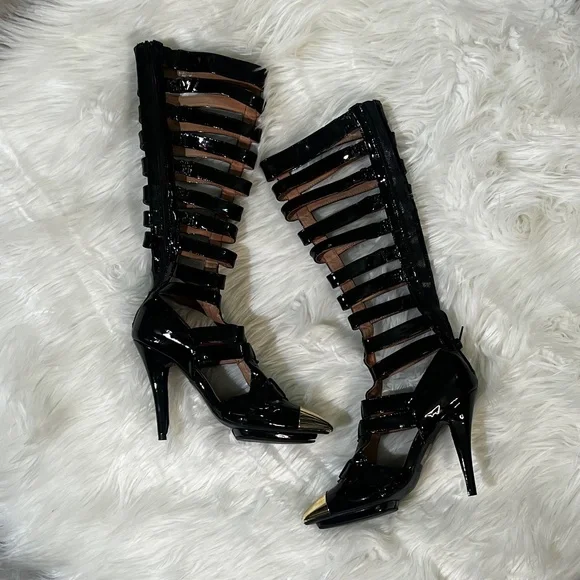 Rare [Jeffrey Campbell] Black < Don't Ask > Tall Cut Out Zip High Heel Boots | 6 - Picture 3 of 16
